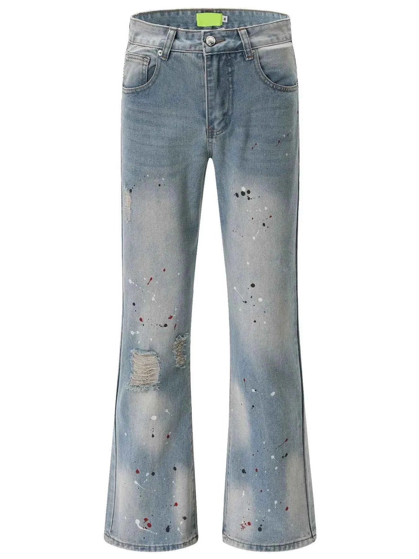 Men's Washed Distressed Bootcut Jeans